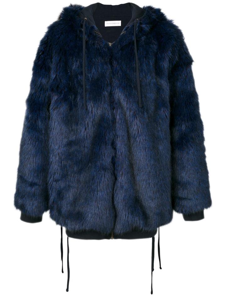Faith Connexion Embellished Fur Coat - Blue