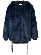 Faith Connexion Embellished Fur Coat - Blue