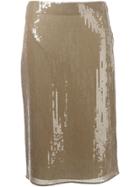 Nina Ricci Sequinned Pencil Skirt - Nude & Neutrals