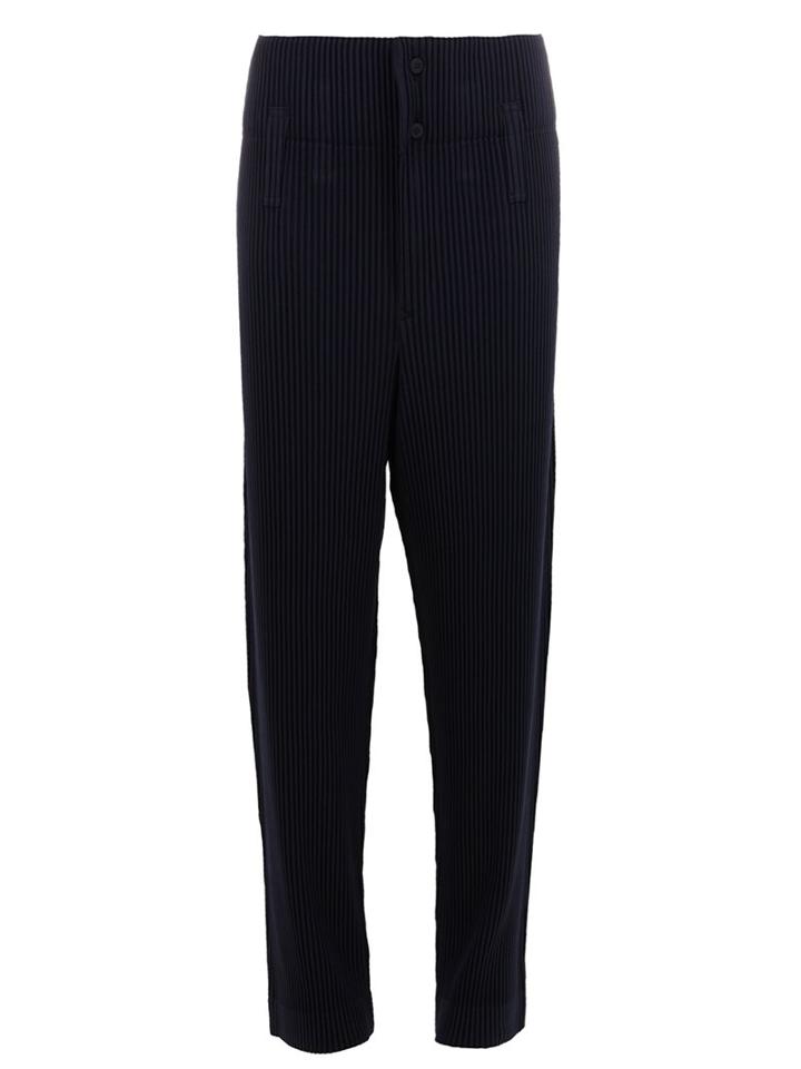 Homme Plissé Issey Miyake Pleated Tapered Trousers, Men's, Size: 2, Blue, Polyester