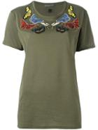 Alexander Mcqueen Embroidered Butterfly T-shirt, Women's, Size: 40, Green, Cotton/polyester