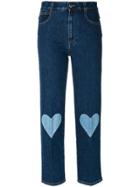 Stella Mccartney Cropped Heart-embroidered Jeans - Blue