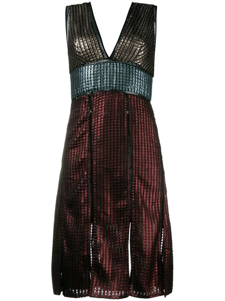 House Of Holland 'chainmail' Paneled Dress, Women's, Size: 14, Grey, Polyester