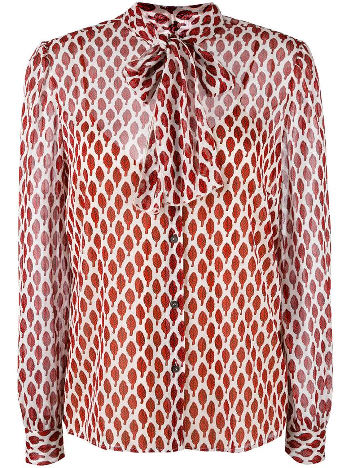 Red Valentino Neck Tie Shirt, Women's, Size: 46, White, Spandex/elastane/silk/polyester