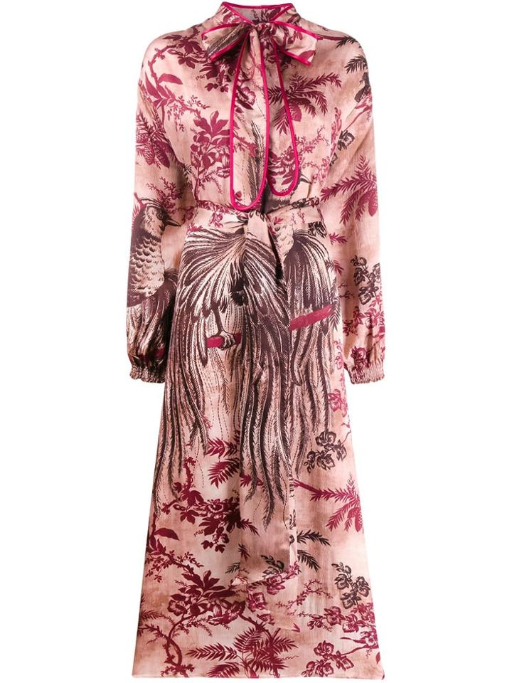 F.r.s For Restless Sleepers Bird Print Dress - Pink