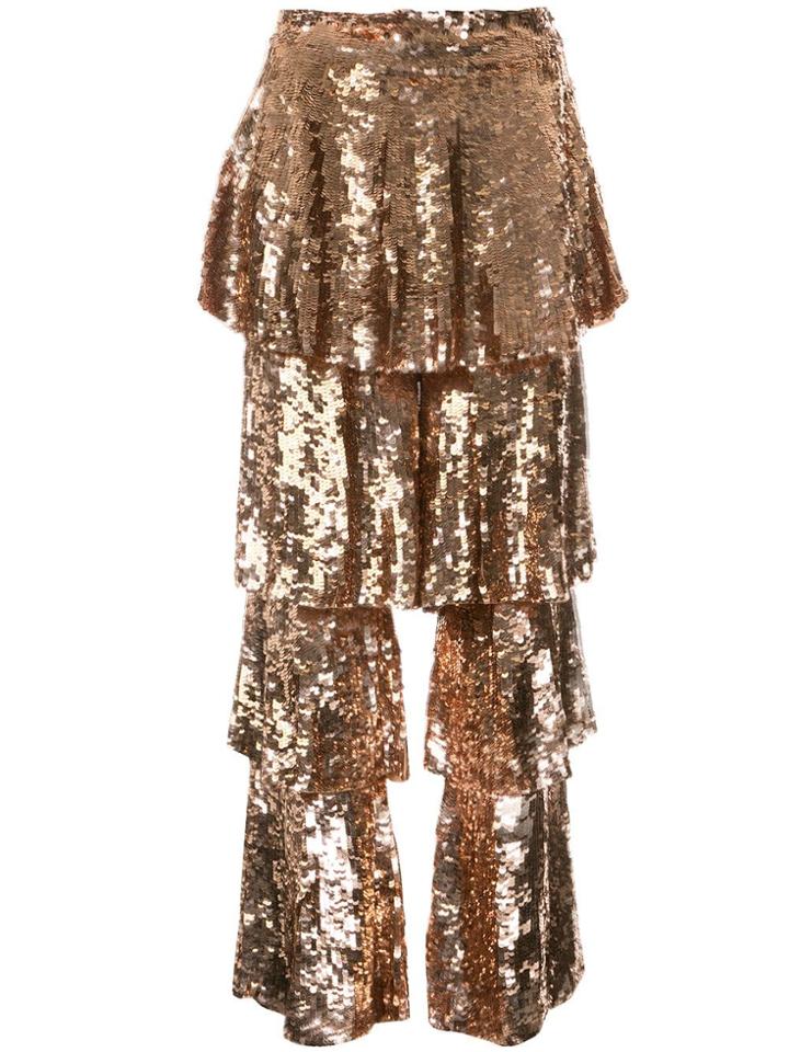 Osman Tiered Sequinned Trousers - Metallic