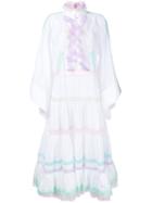 Natasha Zinko - Flared Sleeves Ruffled Dress - Women - Cotton/polyamide - 38, White, Cotton/polyamide