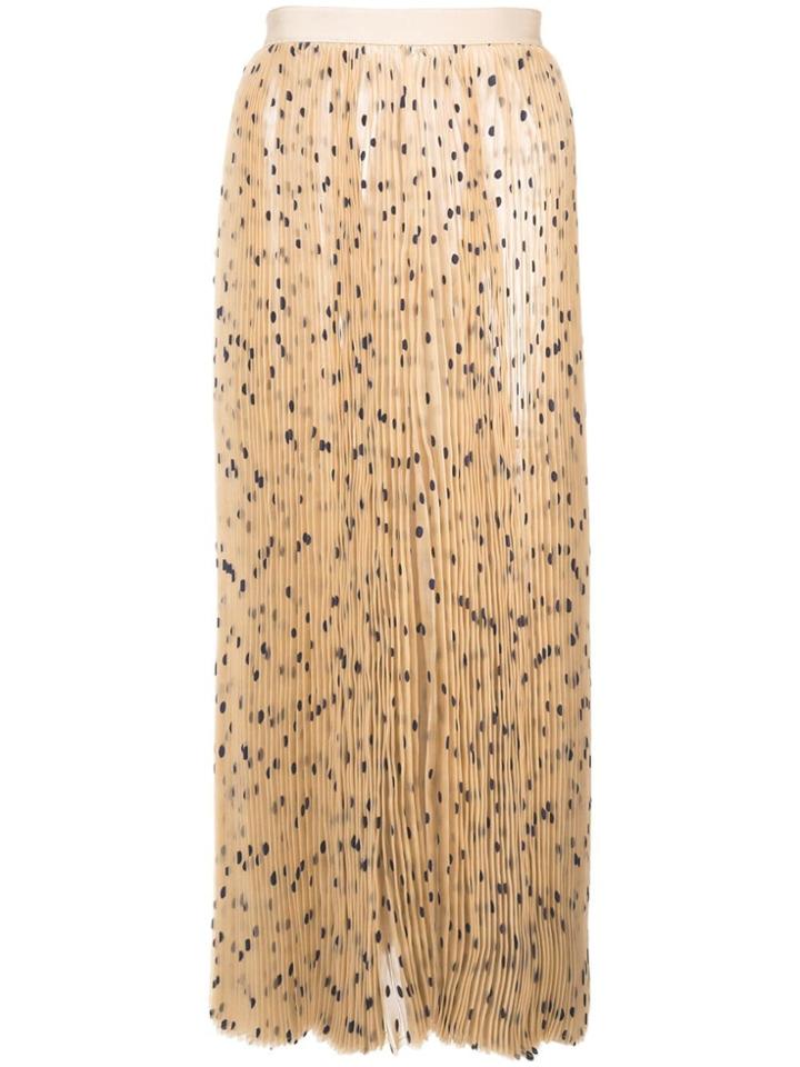 Khaite Polka Dot Pleated Skirt - Brown