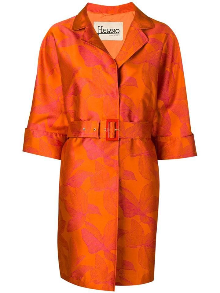 Herno Flower Print Trenchcoat - Orange