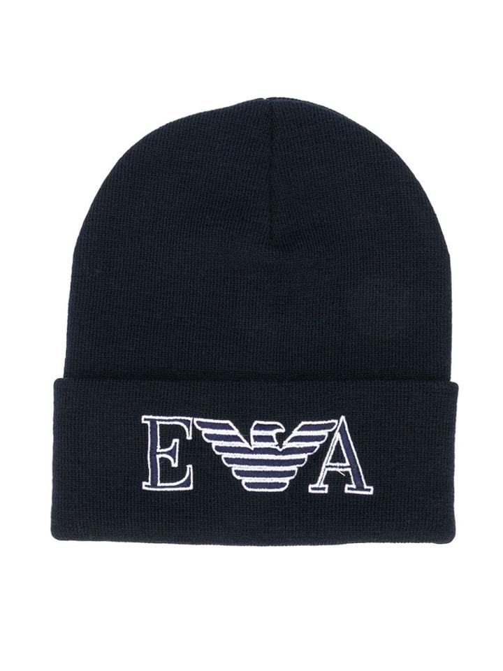 Emporio Armani Kids Knitted Beanie Hat - Blue