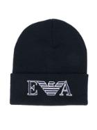 Emporio Armani Kids Knitted Beanie Hat - Blue