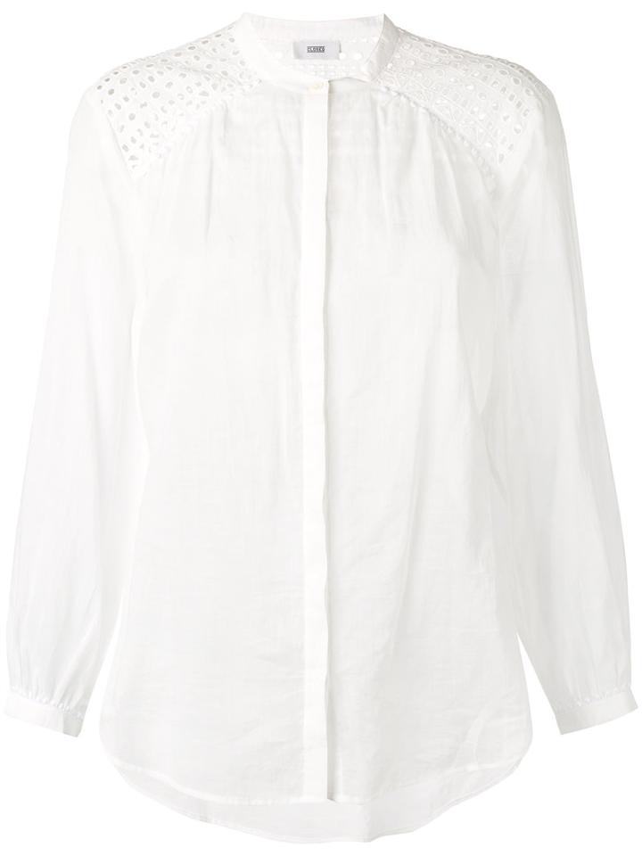 Closed - Broderie Anglaise Panel Shirt - Women - Cotton - M, White, Cotton