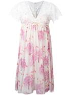 Giamba Flamingos Print Dress, Women's, Size: 38, White, Silk/polyester/cotton