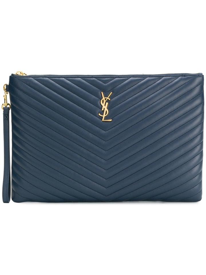 Saint Laurent Large Clutch Bag - Blue