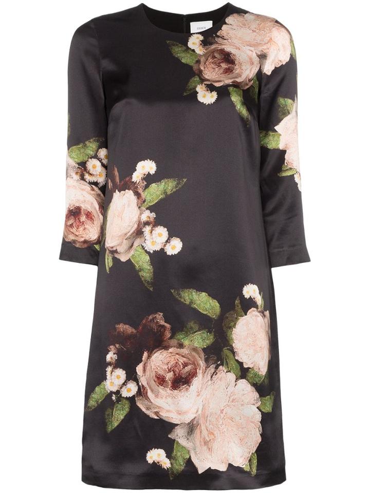 Erdem Rose Print Dress - Black