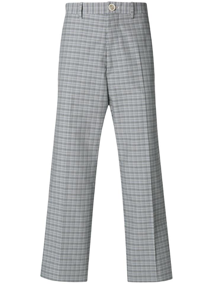 Marni High Rise Checked Trousers - Grey