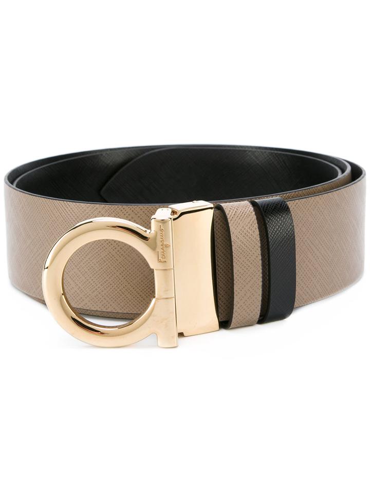 Salvatore Ferragamo Reversible Gancio Buckle Belt, Women's, Size: 100, Brown, Leather/brass