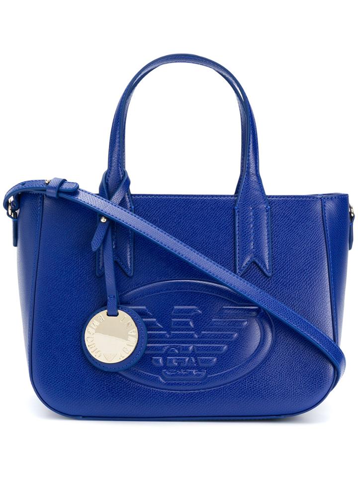 Emporio Armani Small Charm-detail Tote - Blue