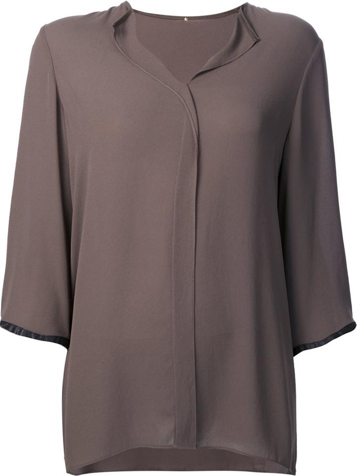 Peter Cohen Spread Collar Blouse, Women's, Size: Medium, Nude/neutrals, Silk