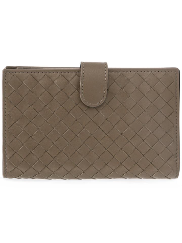 Bottega Veneta Steel Intrecciato Nappa Continental Wallet - Grey