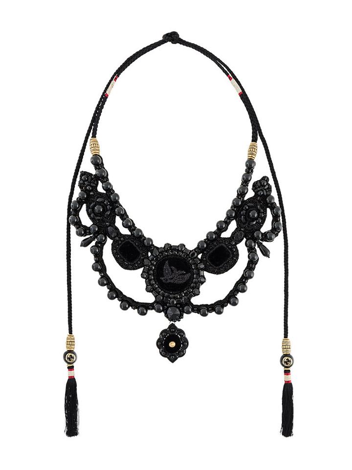 Gucci Beaded Gothic Necklace, Women's, Black