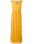 Red Valentino Lace Detail Dress, Women's, Size: Large, Yellow/orange, Cotton/polyamide/spandex/elastane/acetate