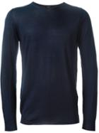 Roberto Collina Crew Neck Sweater, Men's, Size: 50, Blue, Cotton