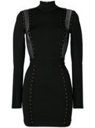 Balmain Studded Mesh Panelled Dress - Black