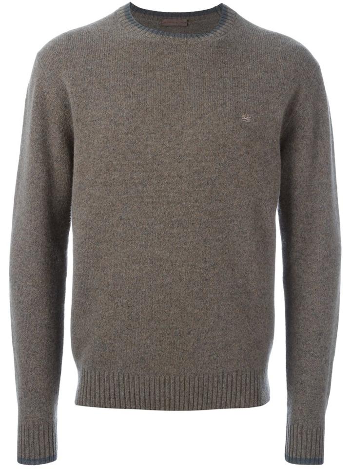 Etro Embroidered Logo Jumper, Men's, Size: Large, Grey, Wool