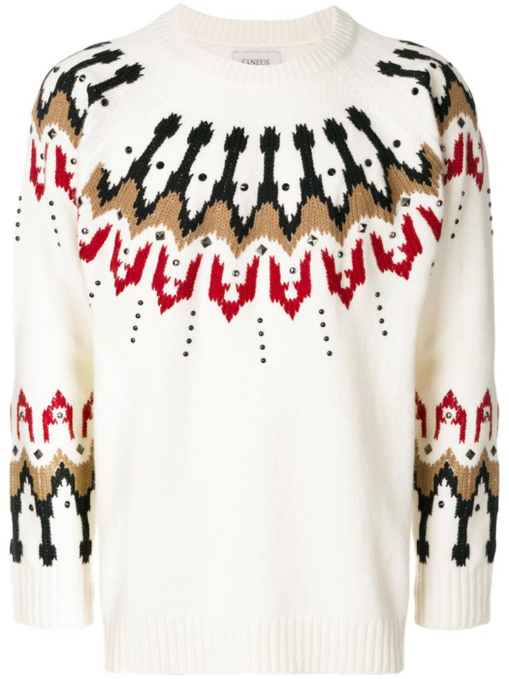 Laneus Intarsia Stud Jumper - Nude & Neutrals