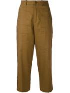 Chloé - Cropped Trousers - Women - Cotton/linen/flax - 36, Brown, Cotton/linen/flax