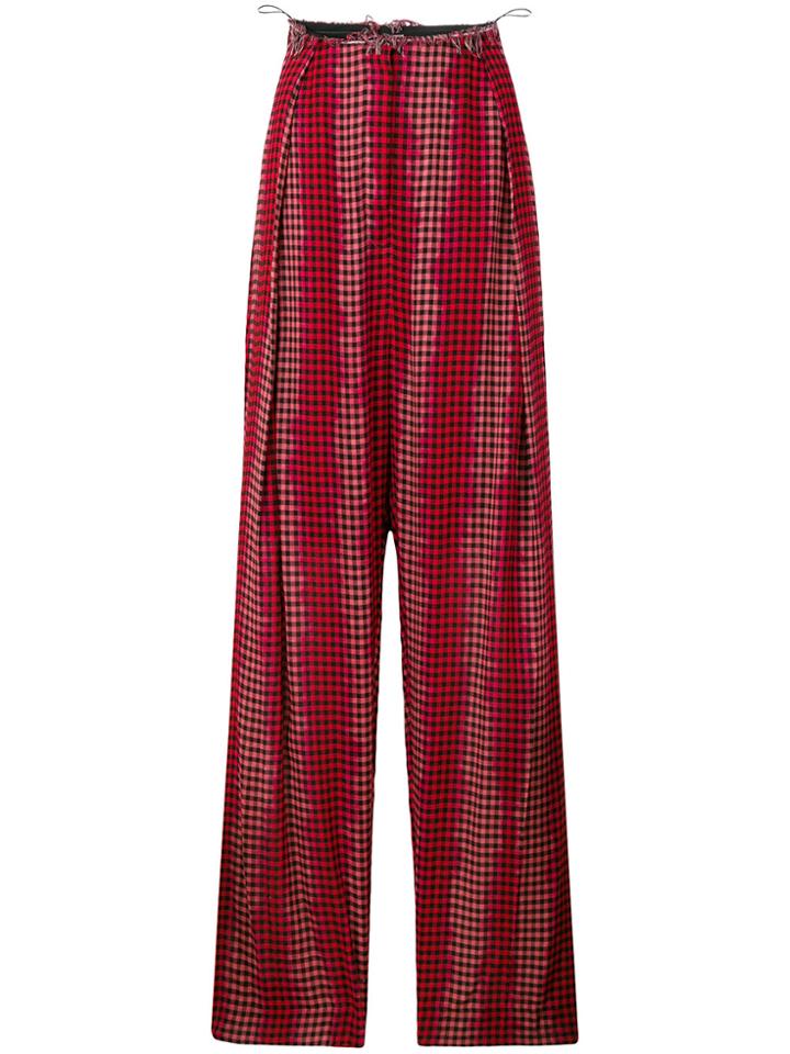 Nina Ricci Frayed Checked Palazzo Pants - Red