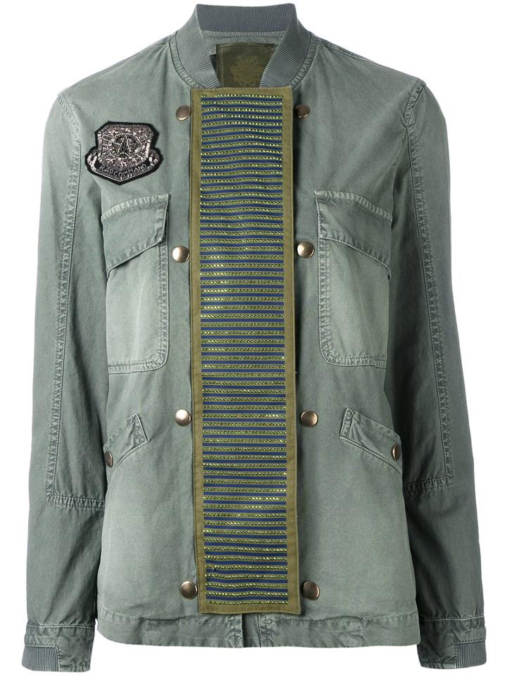 Mr & Mrs Italy - Beaded Chest Patch Jacket - Women - Cotton - 40, Green, Cotton
