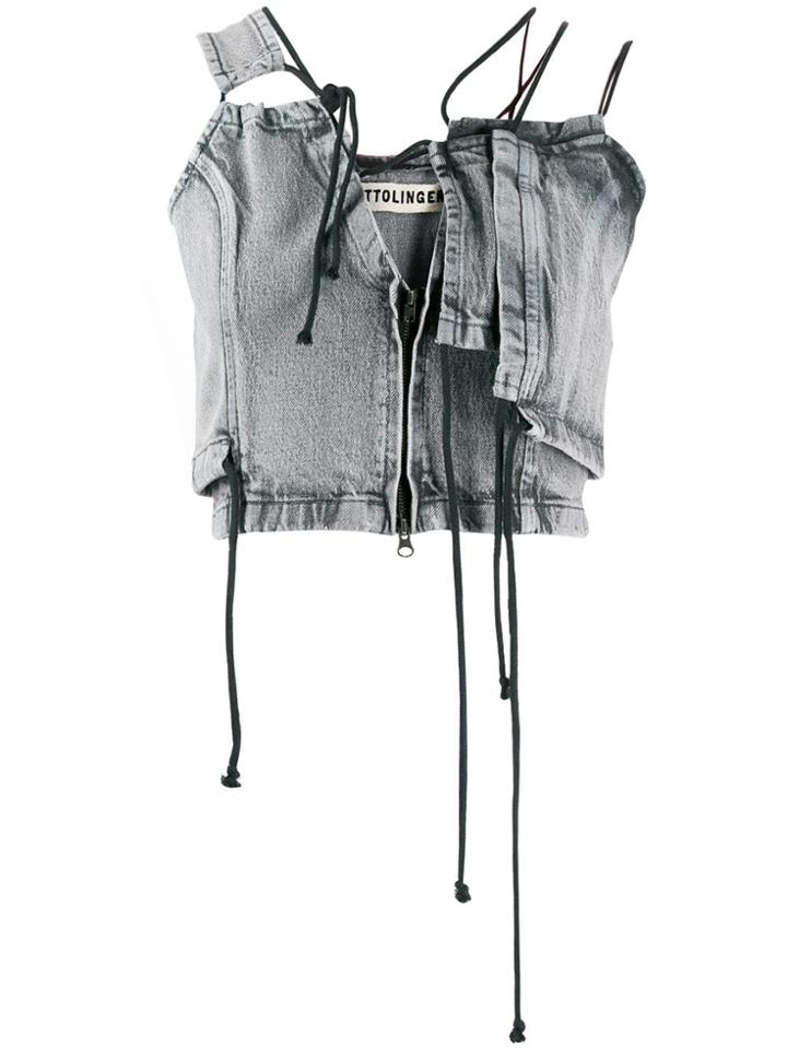 Ottolinger Asymmetric Denim Top - Grey