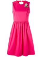 No21 - Cherry Brooch Sleeveless Dress - Women - Cotton/spandex/elastane - 40, Pink/purple, Cotton/spandex/elastane