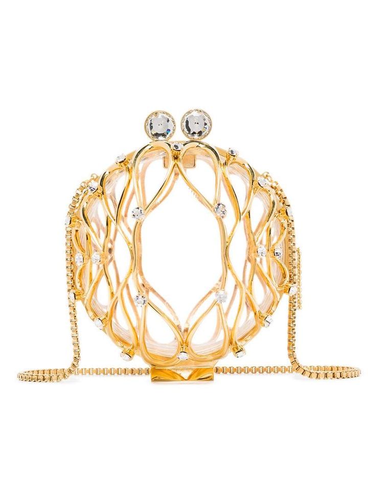 Marzook Gold Carriage Ball Crystal-embellished Gold-plated Clutch Bag