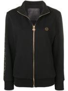 Philipp Plein Rhinestone Leopard Trim Track Jacket - Black