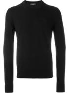 Dolce & Gabbana Embroidered Crown Jumper, Men's, Size: 48, Black, Virgin Wool
