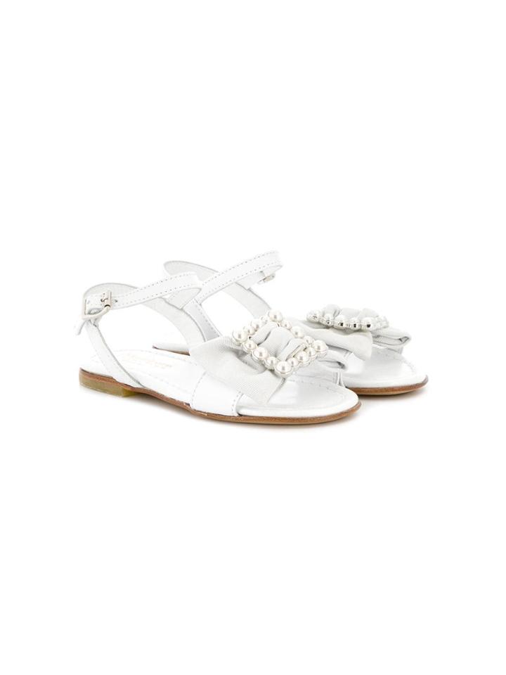 Montelpare Tradition Teen Embellished Bow Sandals - White
