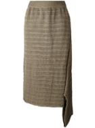 Stella Mccartney - Asymmetric Side Skirt - Women - Linen/flax - 40, Nude/neutrals, Linen/flax