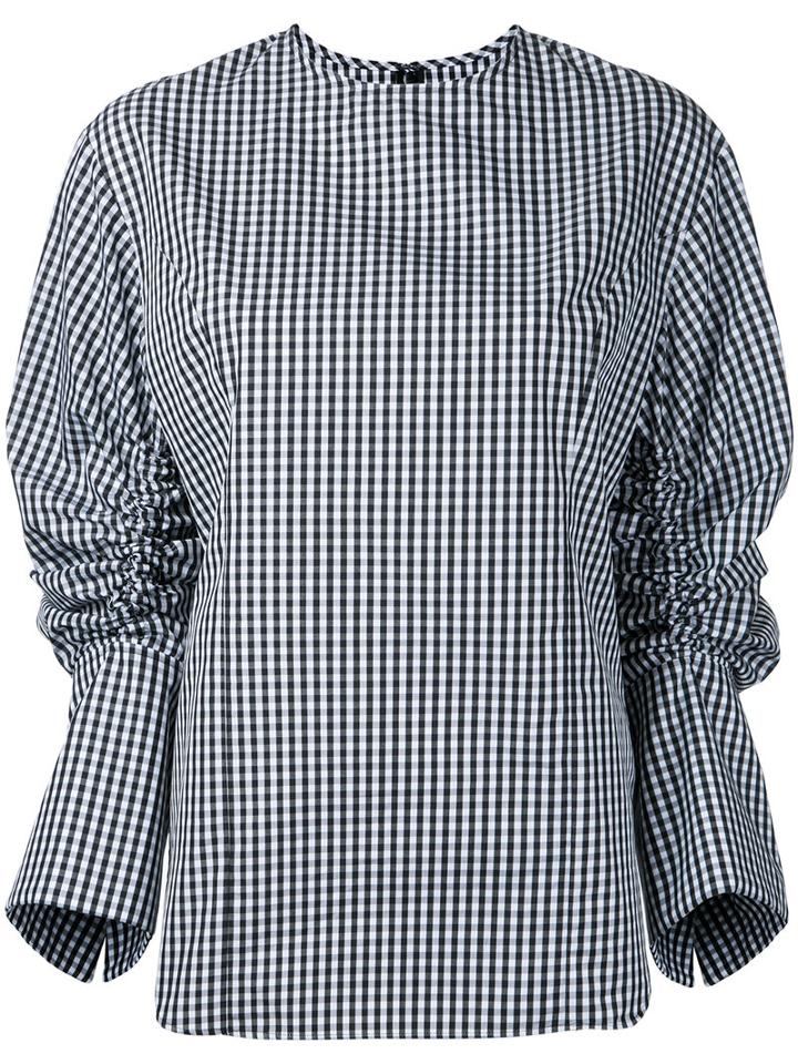 Le Ciel Bleu - Gingham Drawstring Shirt - Women - Cotton/polyester - 36, Black, Cotton/polyester
