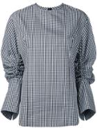 Le Ciel Bleu - Gingham Drawstring Shirt - Women - Cotton/polyester - 36, Black, Cotton/polyester
