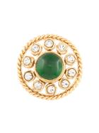 Chanel Vintage Round Stone Brooch - Gold