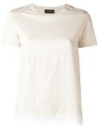 Les Copains Lace Panel T-shirt, Women's, Size: 46, Nude/neutrals, Cotton