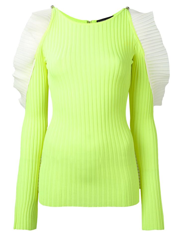 David Koma Cut-out Ruffle Jumper, Women's, Size: Small, Green, Rayon/nylon/spandex/elastane