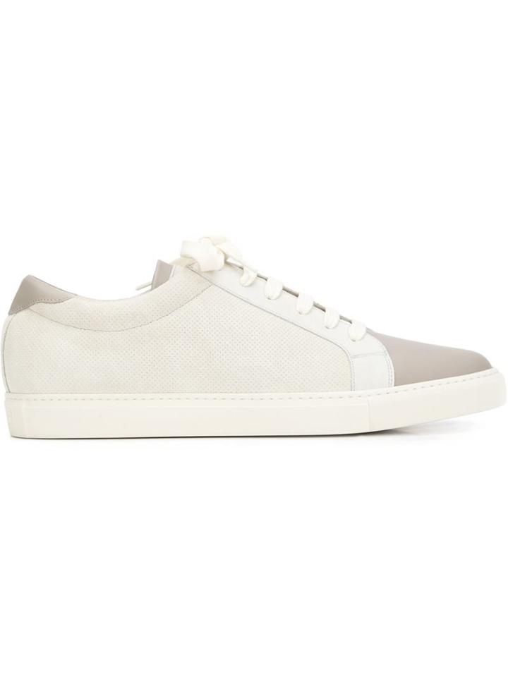 Brunello Cucinelli Contrasted Toe Cap Sneakers, Men's, Size: 41, White, Suede/leather/rubber