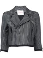 A.f.vandevorst - Stripe Cropped Jacket - Women - Polyester/wool - 38, Women's, Grey, Polyester/wool