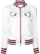 Guild Prime Bear Embroidered Bomber Jacket, Women's, Size: 34, White, Acetate