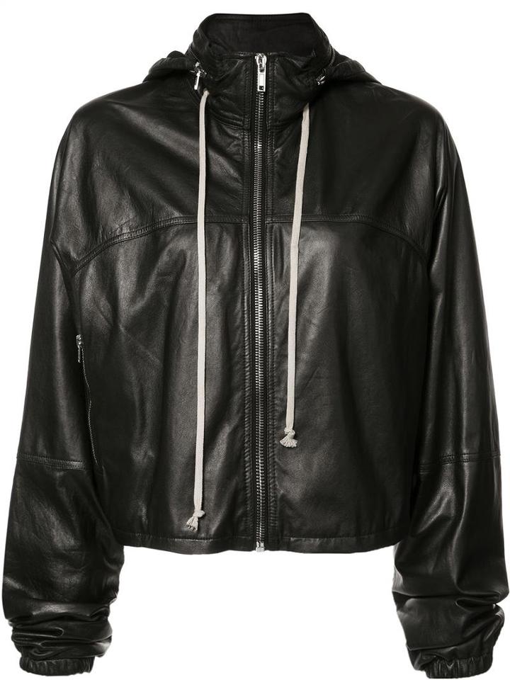 Rick Owens Oversized Leather Windbreaker, Women's, Size: 40, Black, Bemberg/leather