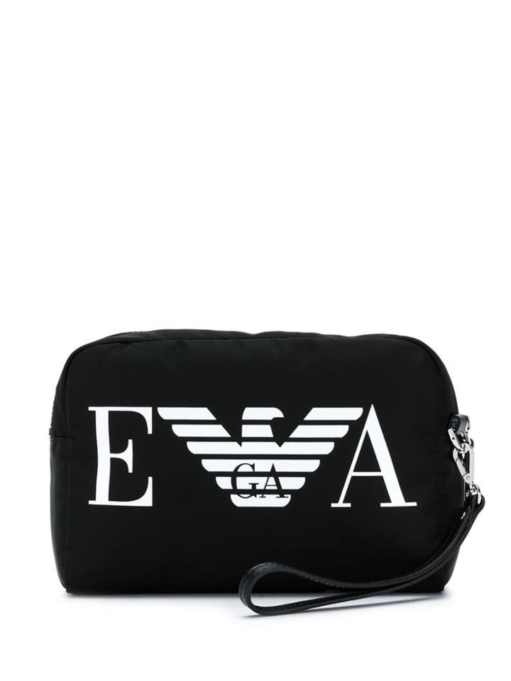Emporio Armani Logo Print Make Up Bag - Black